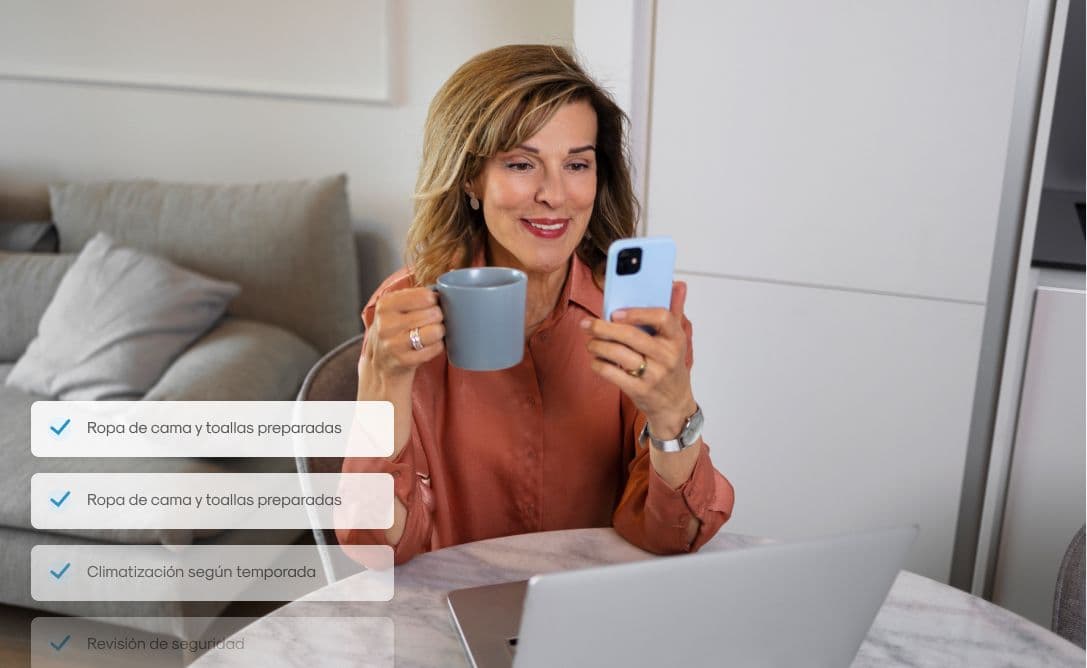 Mujer comprobando las 12 claves para que su alojamiento en Airbnb esté perfecto