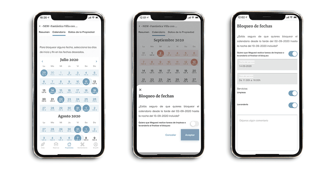 El control del calendario con la App Weguest