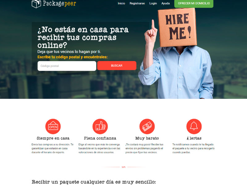 Ejemplo economía colaborativa Packagepeer